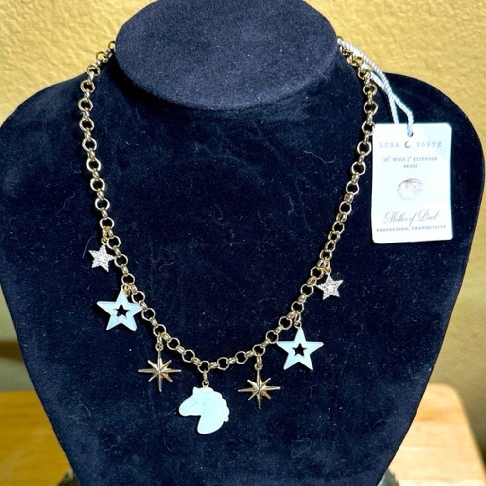 Luna Norte Gold Star And Unicorn Necklace 48$